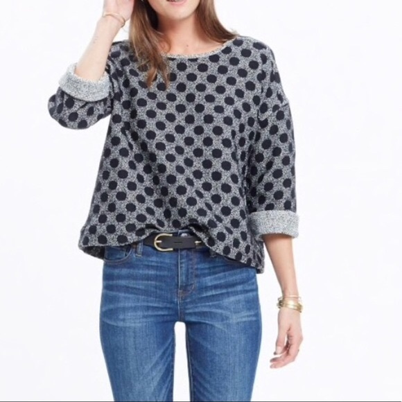 Madewell Sweaters - Madewell | Black Gray Polka Dot Reversible Sweater